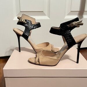 Jimmy Choo Black and Beige Heels